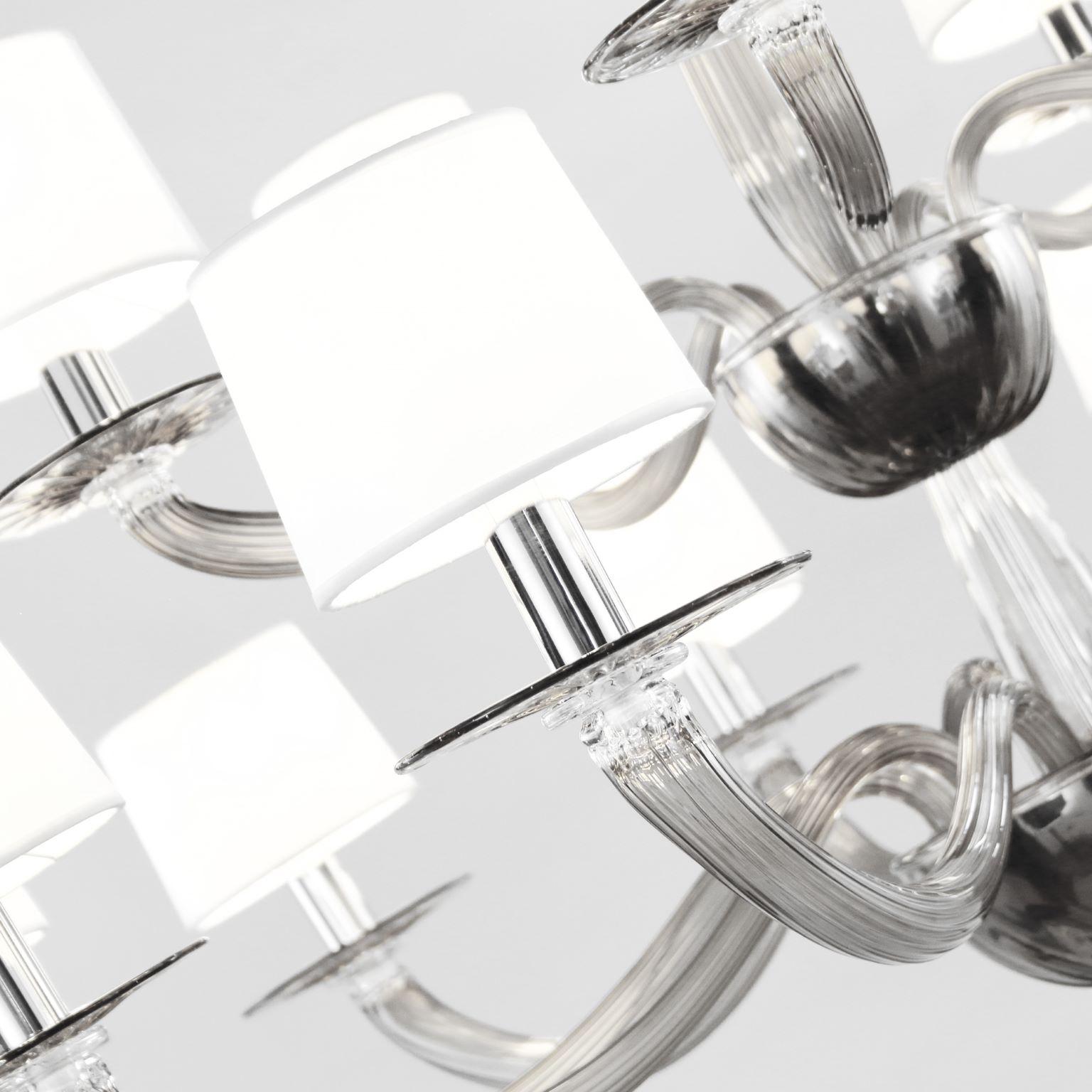 Kronleuchter des 21. Jahrhunderts mit 10+5 Lichtern aus grauem Muranoglas von Multiforme im Zustand „Neu“ im Angebot in Trebaseleghe, IT