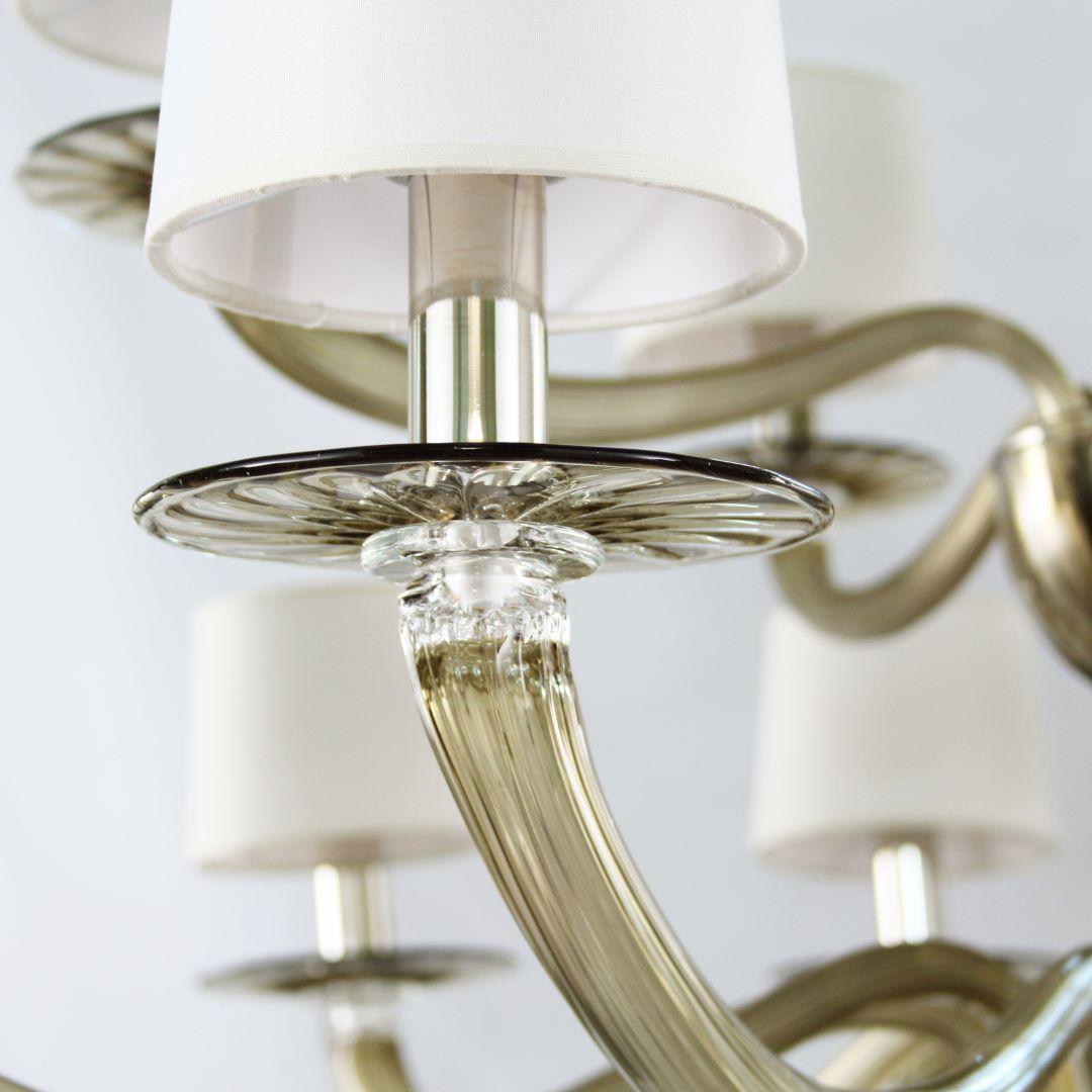 Other Italian Chandelier 15 lights Walnut Murano Glass by Multiforme   For Sale