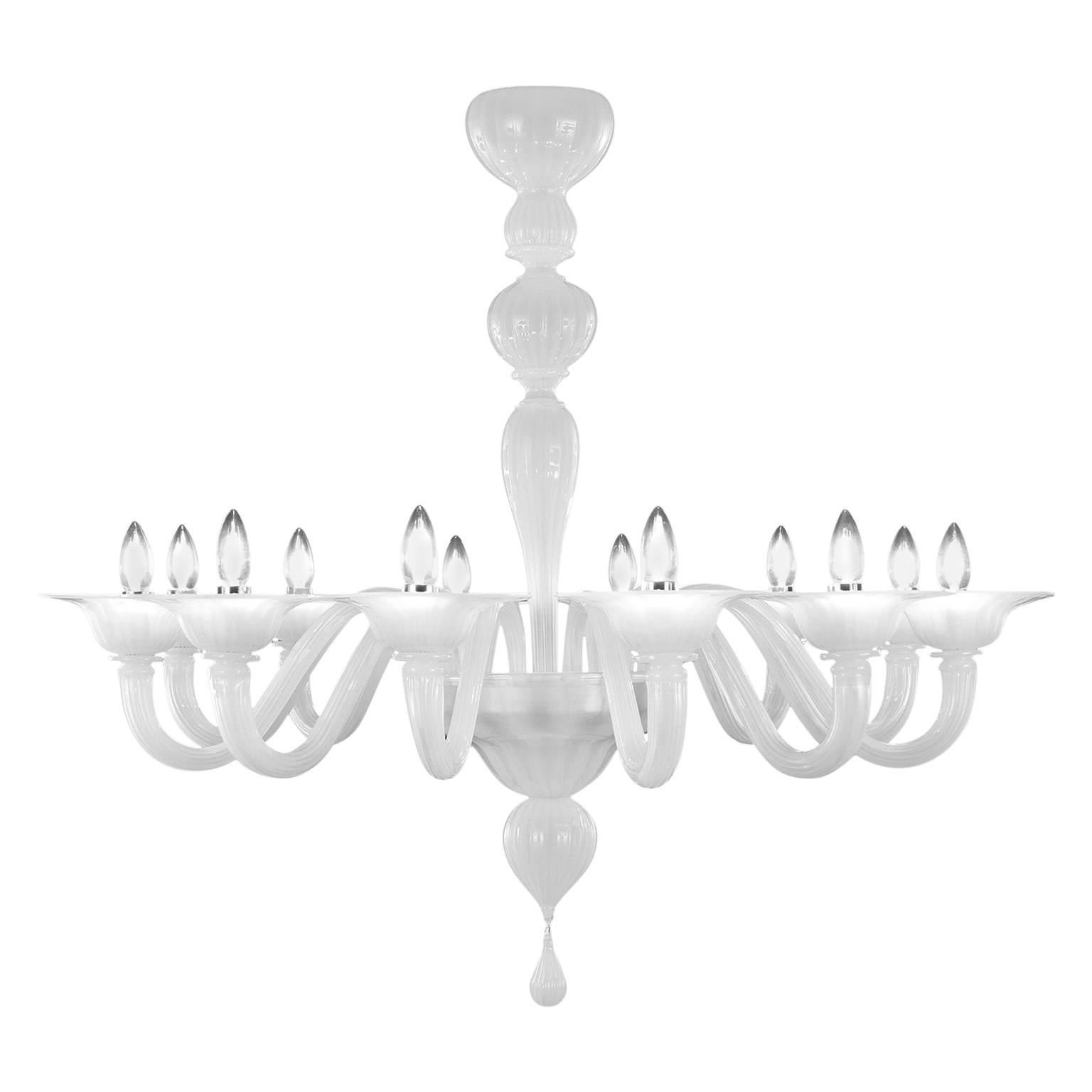 21st Century Chandelier, 12 Arms Silk Murano Glass by Multiforme in stock For Sale