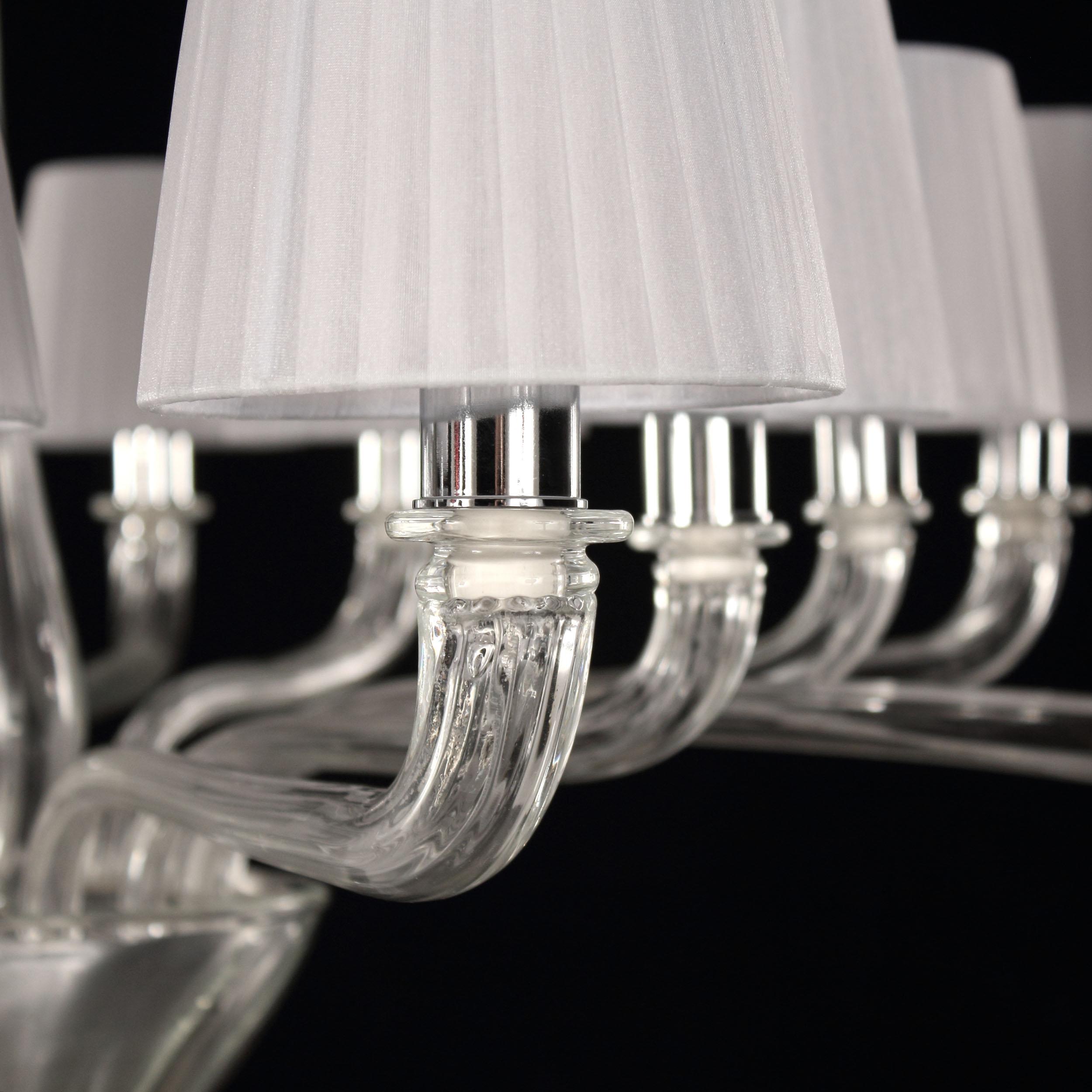 21st Century Chandelier 14 Arms Clear Murano Glass+Lampshades by Multiforme In New Condition For Sale In Trebaseleghe, IT