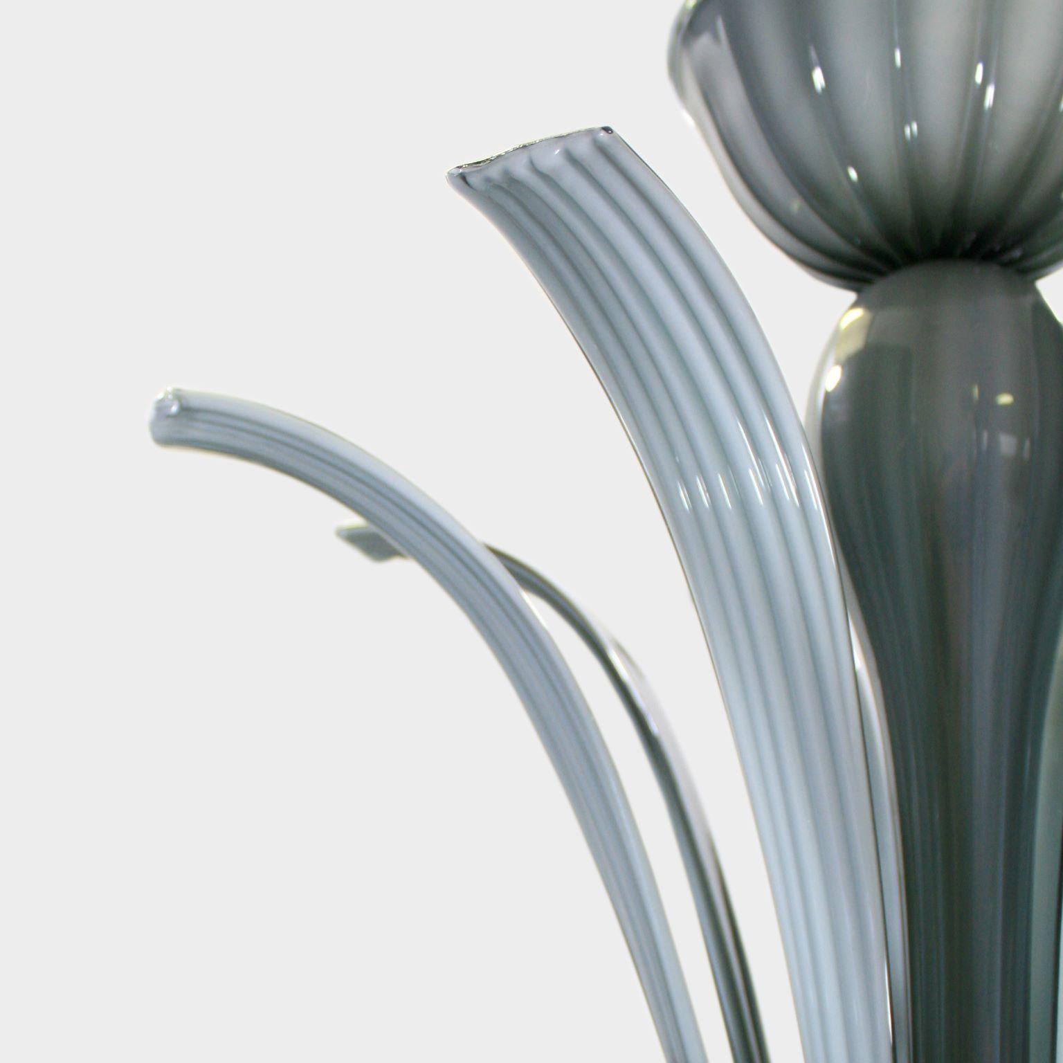 Other 21st Century Chandelier 16 Arms Encased Grey Murano Glass by Multiforme For Sale