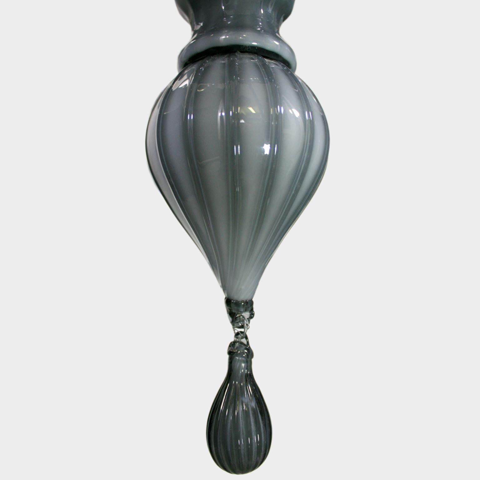 Italian 21st Century Chandelier 16 Arms Encased Grey Murano Glass by Multiforme For Sale