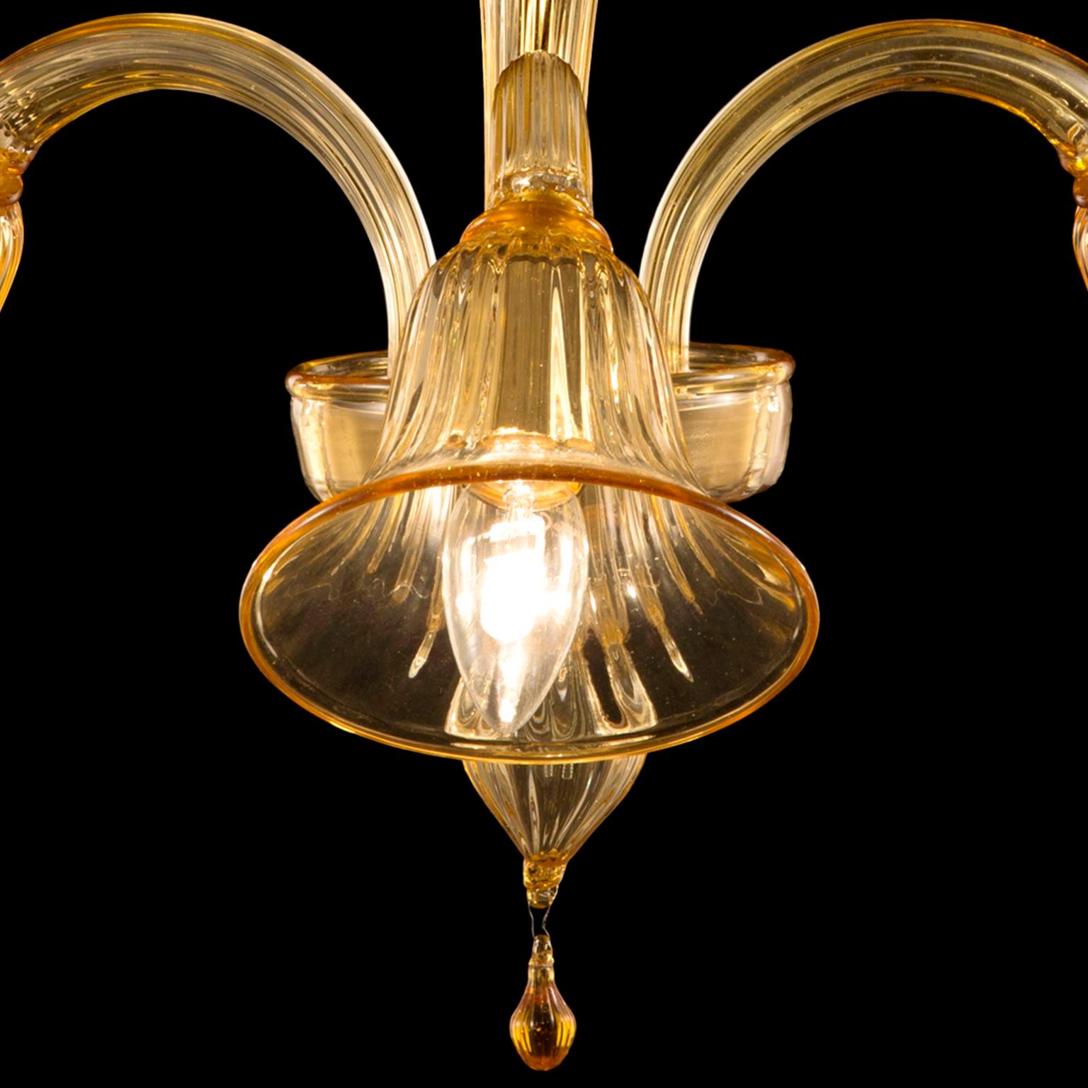 21st Century Chandelier, 3 Arms Amber Murano Glass by Multiforme  In New Condition For Sale In Trebaseleghe, IT