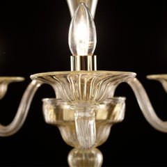 21st Century Chandelier 3 Arms Gold Murano Glass by Multiforme in Stock