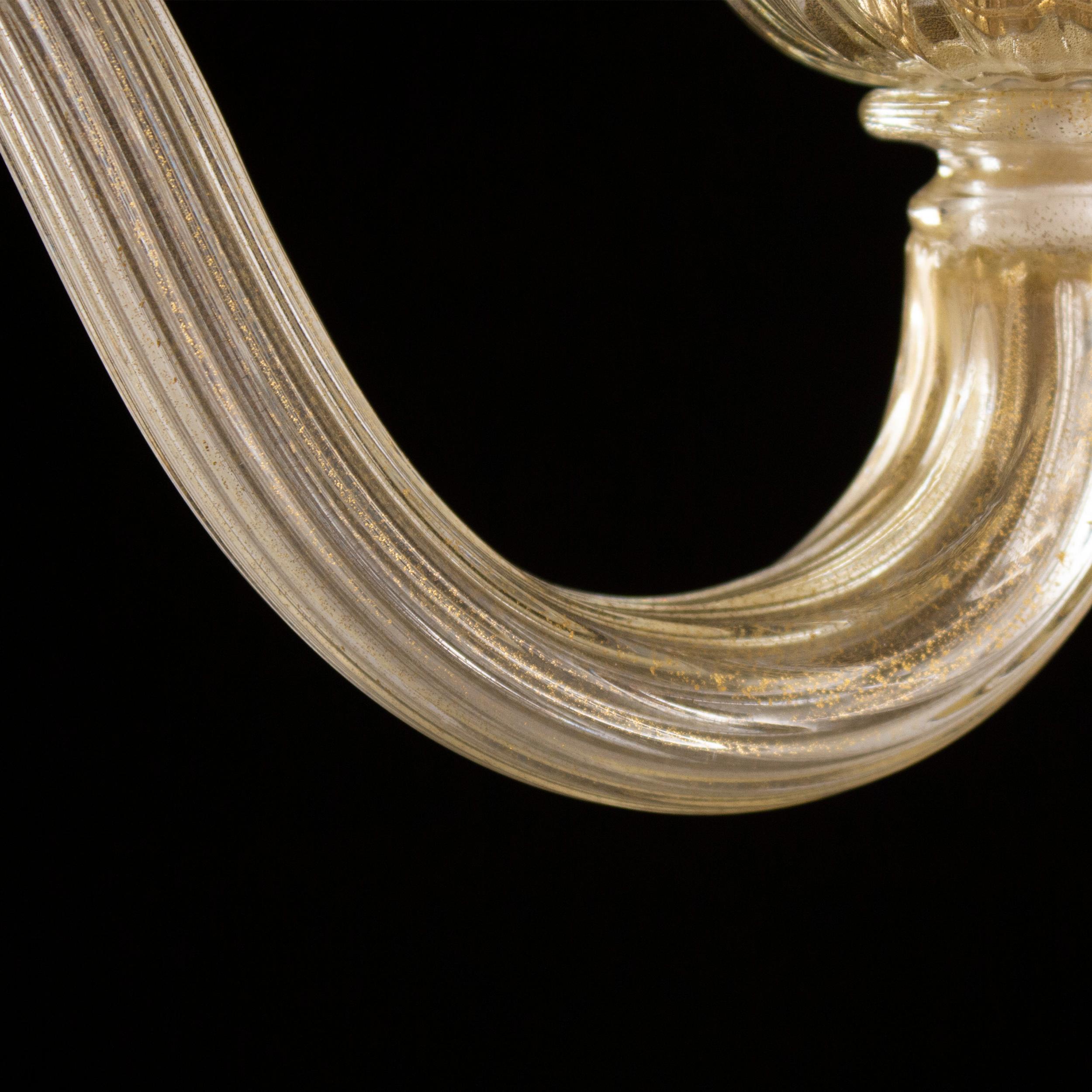 Kronleuchter des 21. Jahrhunderts 3 Arme Gold Muranoglas von Multiforme auf Lager (Geblasenes Glas) im Angebot
