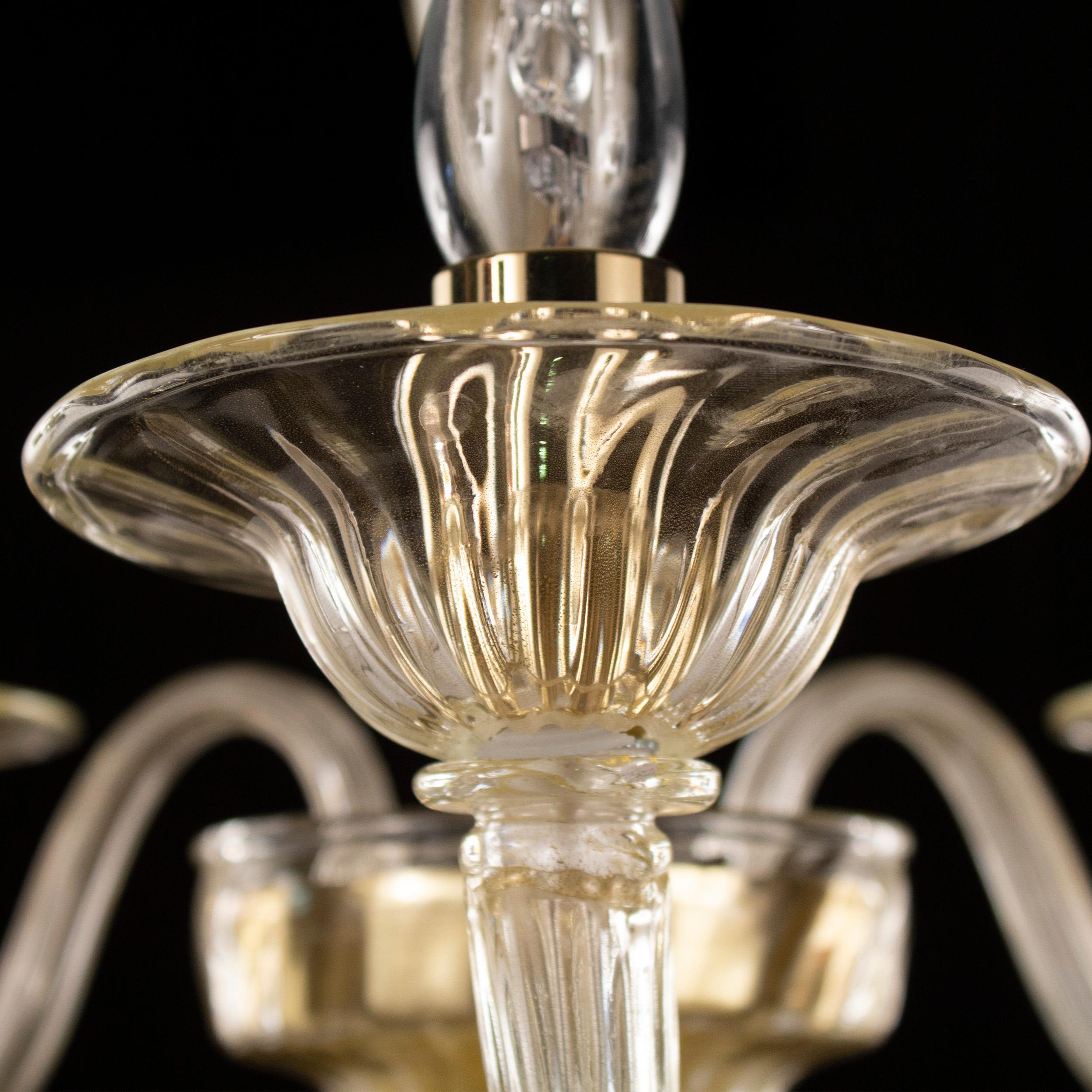 21st Century Chandelier 3 Arms Gold Murano Glass by Multiforme in Stock For Sale 1