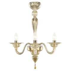 21st Century Chandelier 3 Arms Gold Murano Glass by Multiforme in Stock