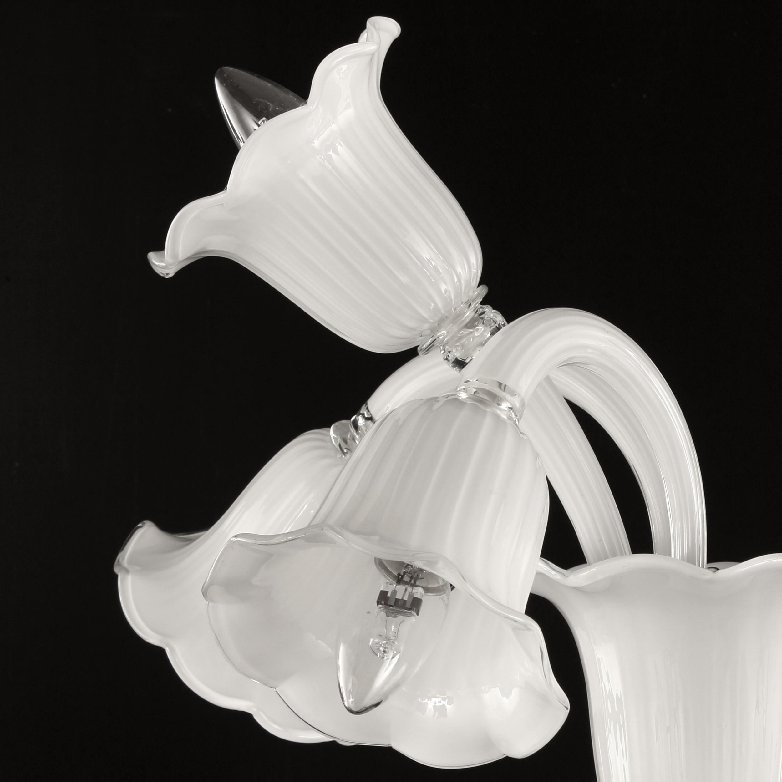 Other 21st Century Chandelier 3 Lights, White Murano Glass by Multiforme in stock For Sale