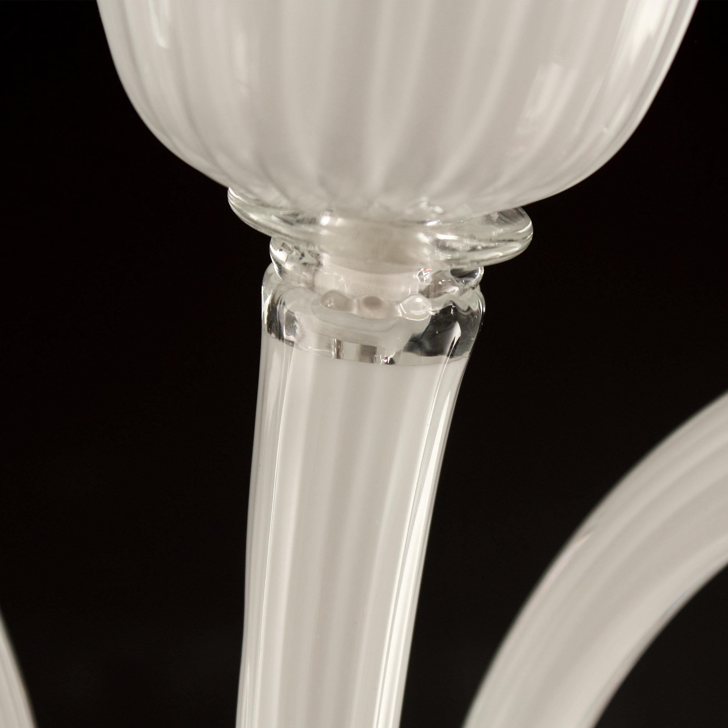 21st Century Chandelier 3 Lights, White Murano Glass by Multiforme in stock For Sale 1