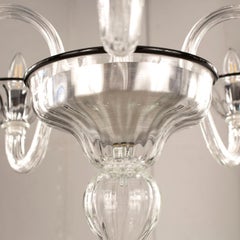 21st Century Chandelier, 5 Arms Crystal Murano Glass Black Details by Multiforme
