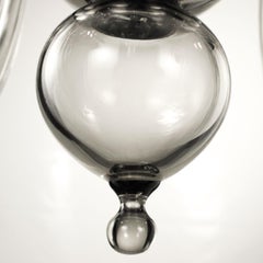 Lampadario del XXI secolo a 5 bracci, vetro di Murano liscio grigio di Multiforme