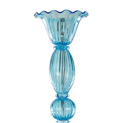 21st Century Chandelier 5 Arms, Rigadin Aquamarine Murano Glass by Multiforme