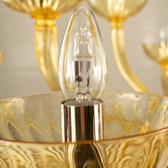 21st Century Chandelier 10 Arms Amber Murano Glass Velvet by Multiforme