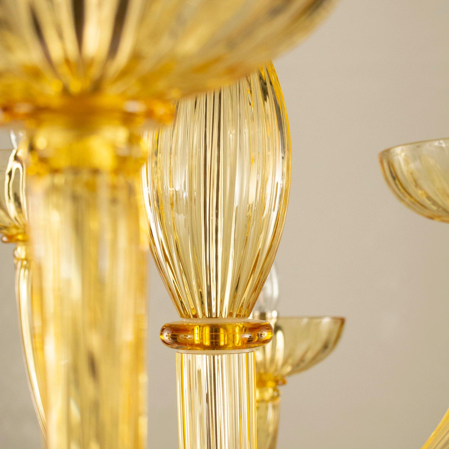 Italian 21st Century Chandelier 10 Arms Amber Murano Glass Velvet by Multiforme  For Sale
