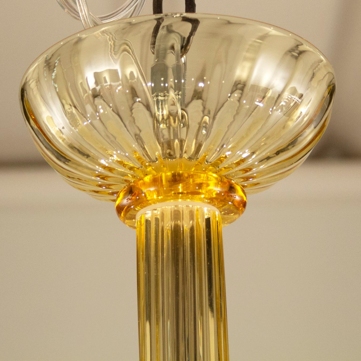 21st Century Chandelier 10 Arms Amber Murano Glass Velvet by Multiforme  In New Condition For Sale In Trebaseleghe, IT