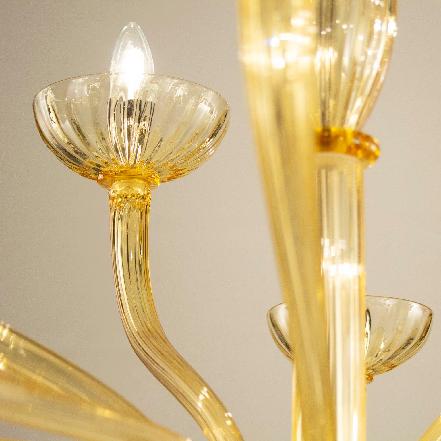 Contemporary 21st Century Chandelier 10 Arms Amber Murano Glass Velvet by Multiforme  For Sale