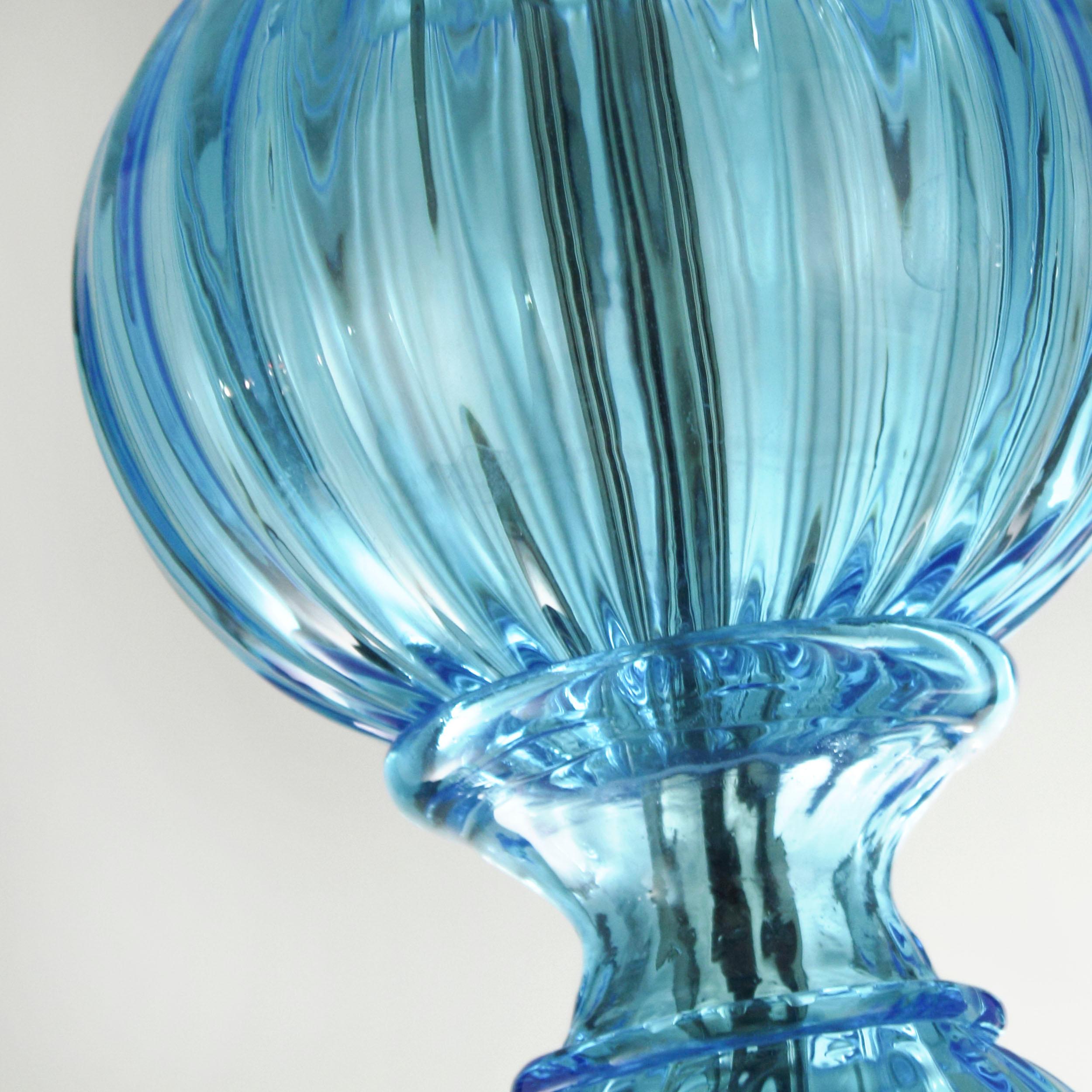 blue glass chandelier