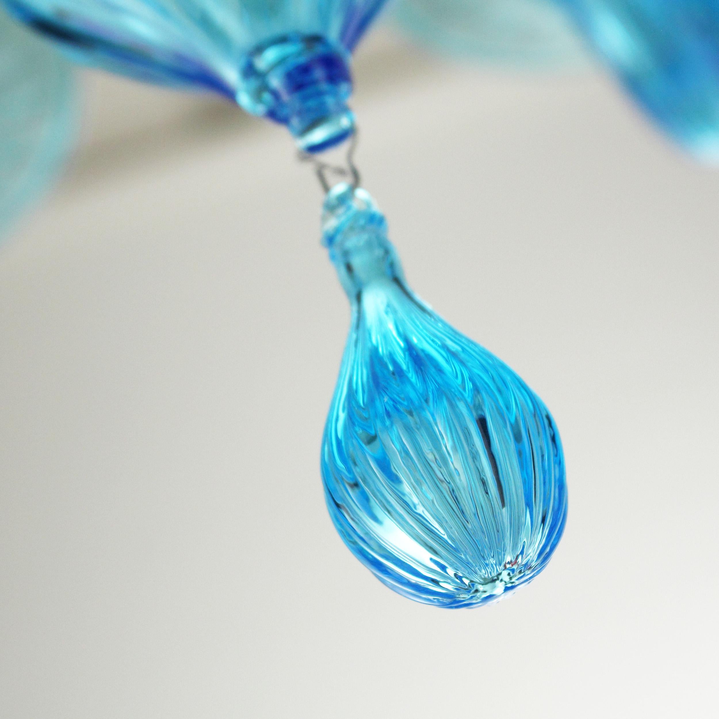 Other 21st Century Chandelier, 6 arms Light Blue Murano Glass by Multiforme For Sale