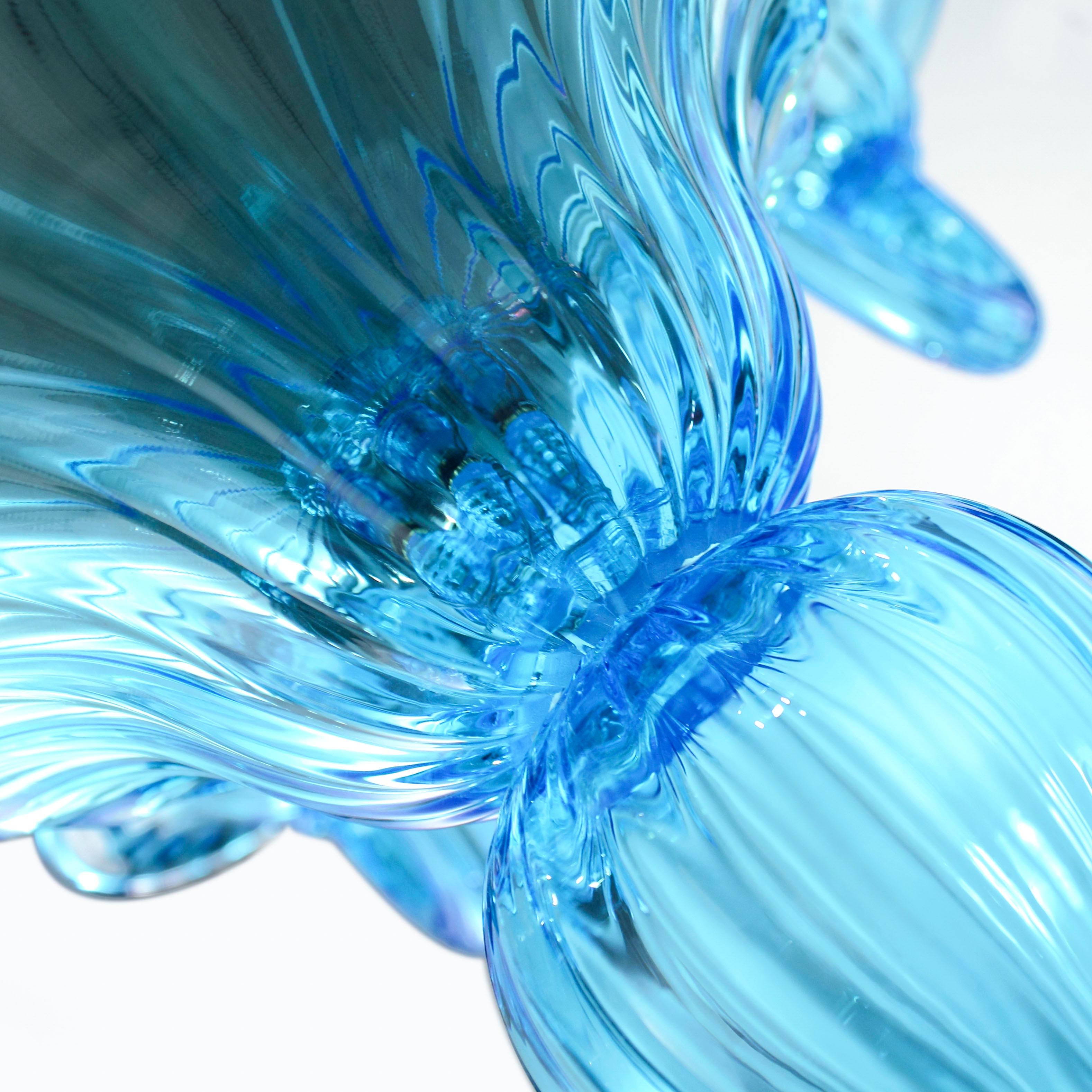 murano glass chandelier blue
