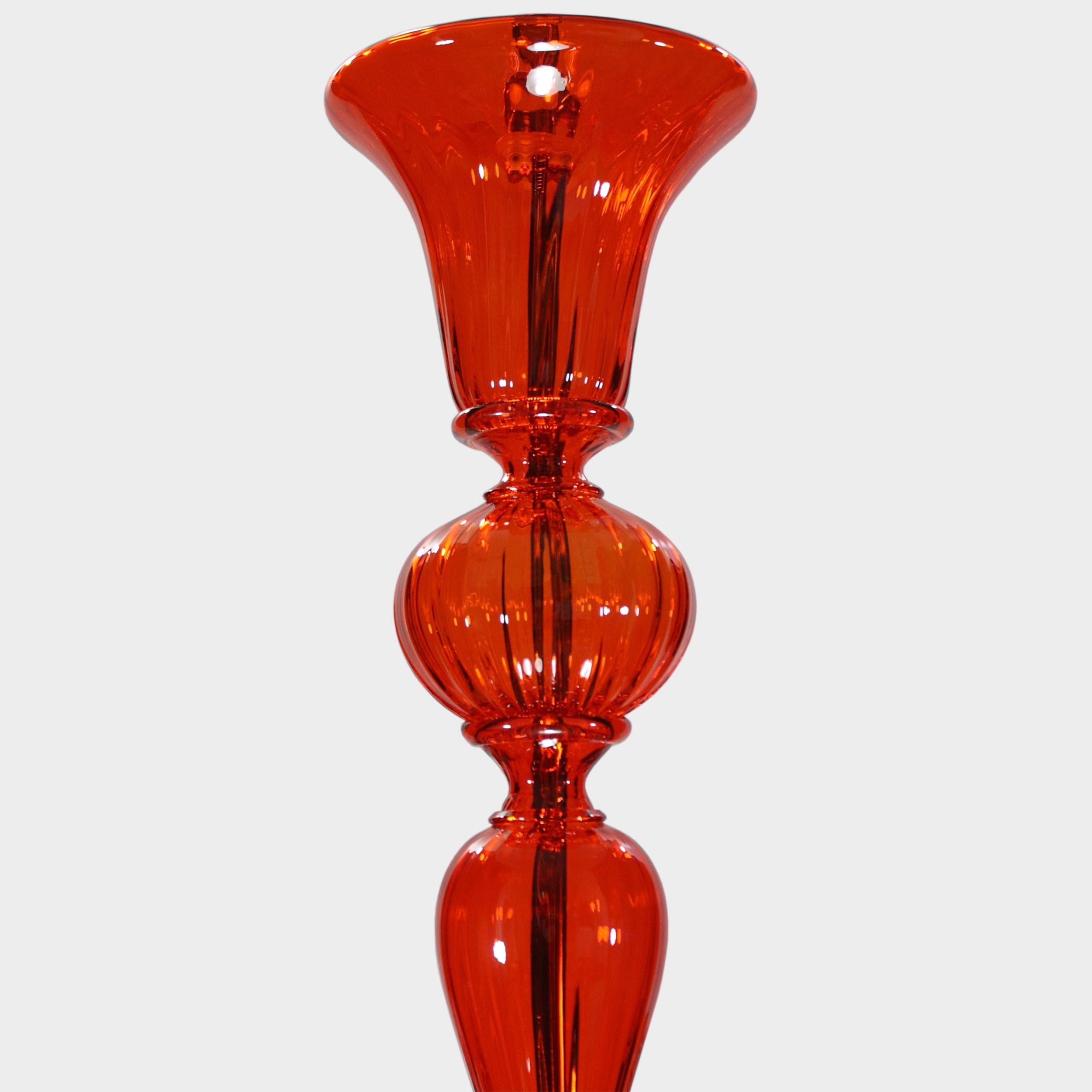 21st Century Chandelier, 6 Arms Orange Murano Glass by Multiforme In New Condition For Sale In Trebaseleghe, IT