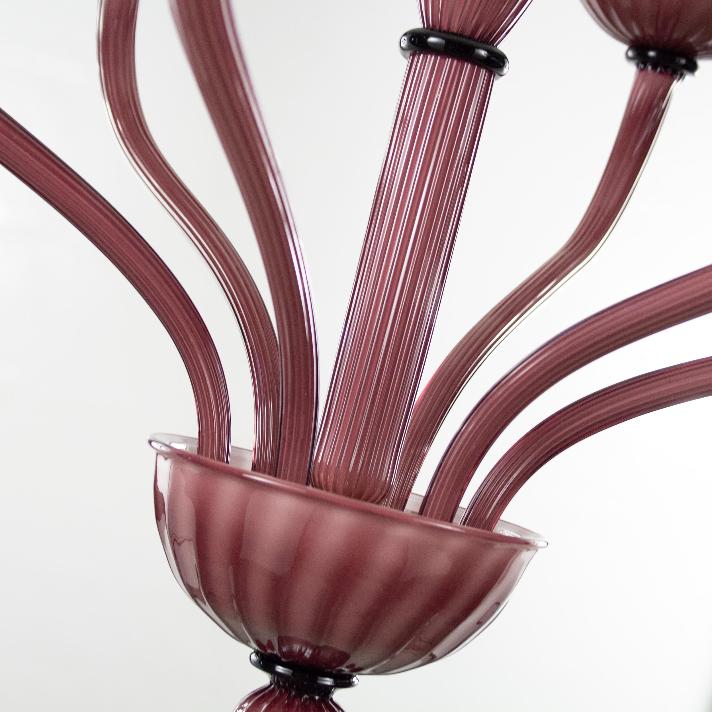 Autre Lustre Art Déco à 6 bras Améthyste Murano Glass Velvet par Multiforme en vente