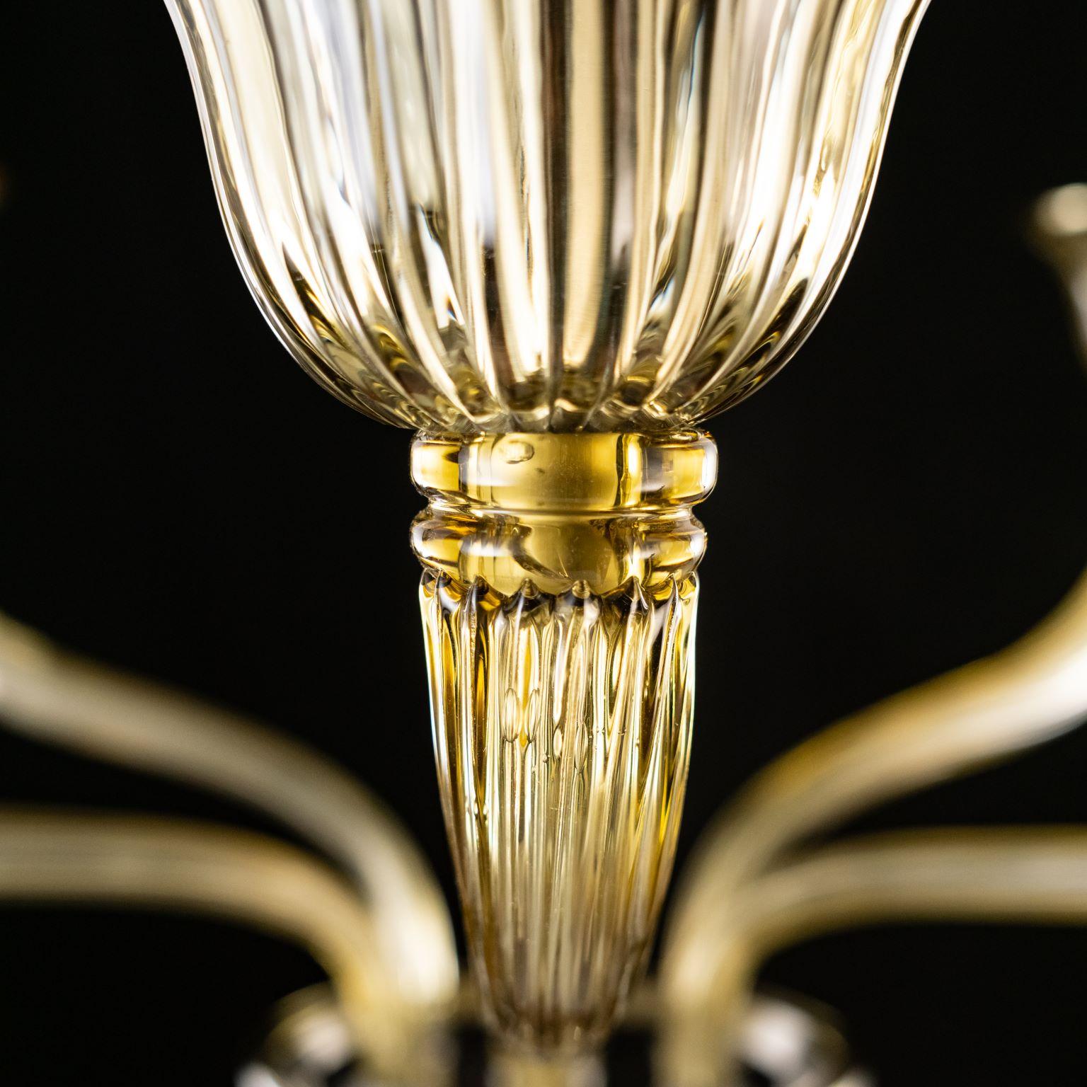 Other 21st Century Chandelier 6arms Straw Murano Glass by Multiforme For Sale