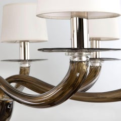 Lampadario del XXI secolo a 8 luci in vetro di Murano Moka di Multiforme in stock