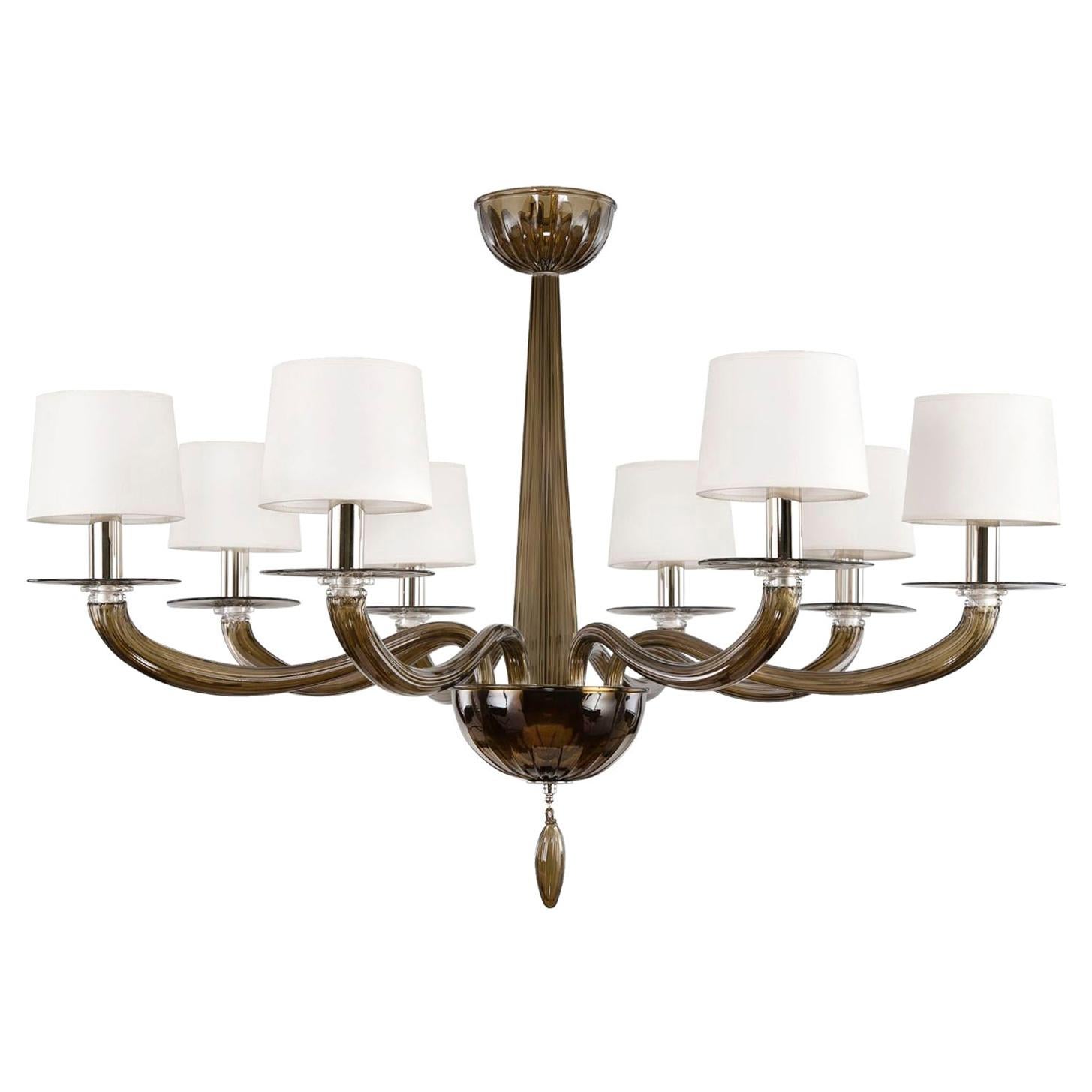 21st Century Chandelier 8 Lights Moka Murano Glass by Multiforme in stock For Sale