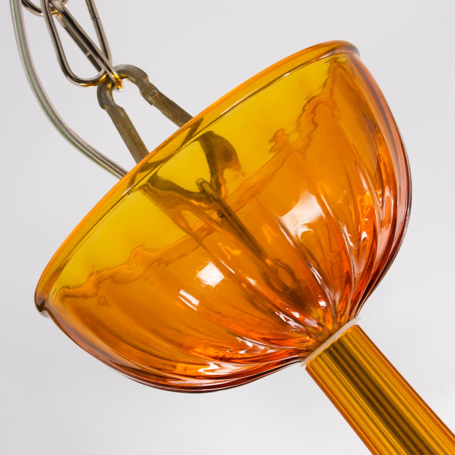 Other 21st Century Chandelier 8arms Amber Murano Glass by Multiforme   For Sale