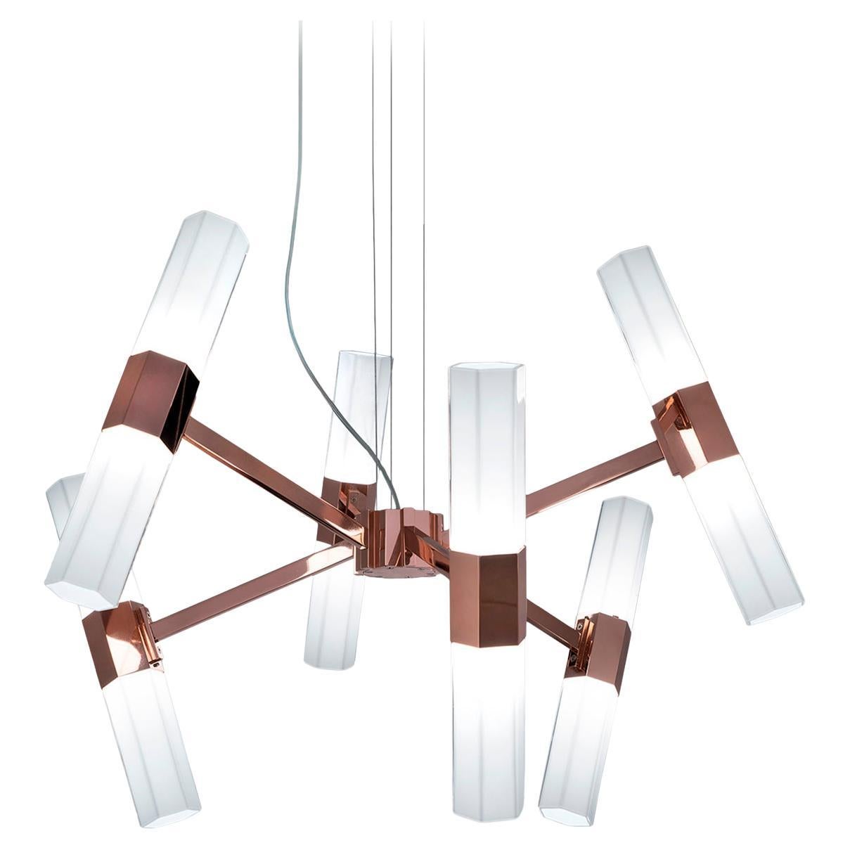 21st Century Chaos Copper and White Blown Glass Chandelier by Patrizia Garganti For Sale