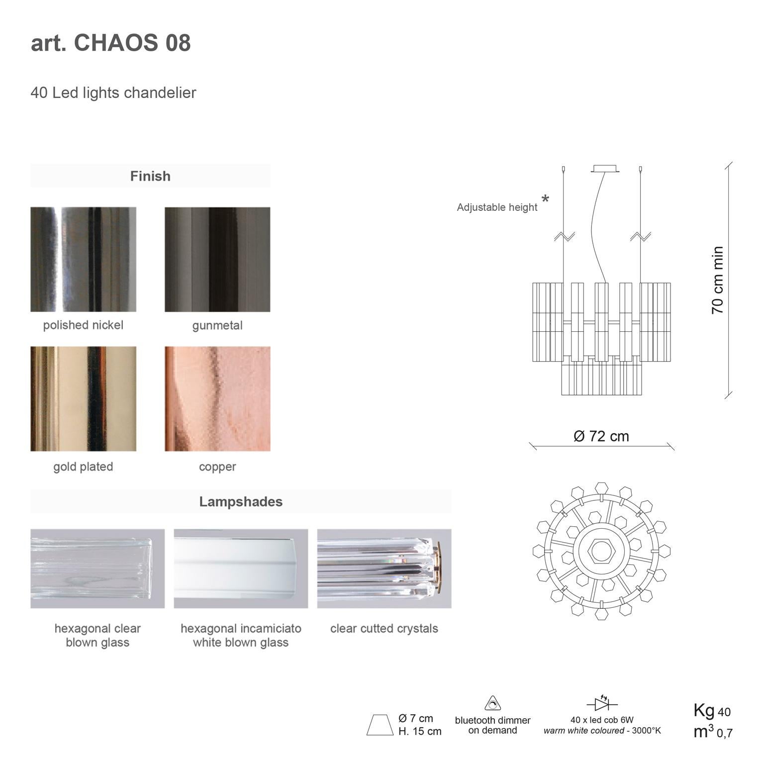 XXI secolo e contemporaneo Lampadario Chaos del XXI secolo in oro e cristallo trasparente di Patrizia Garganti in vendita