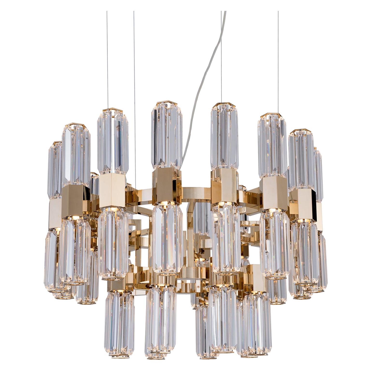 21st Century Chaos Gold-Plated and Clear Crystal Chandelier by Patrizia Garganti
