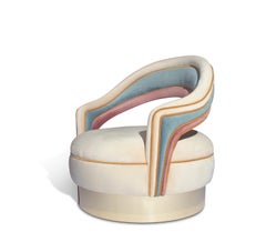 21st Century Swivel Charisse Armchair Cotton Velvet Made in Portugal by Ottiu