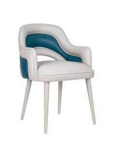 21st Century Charisse Dining Chair Leather Walnut Wood Handmade in Portugal