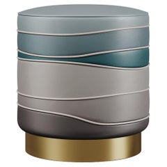 21st Century Charisse Stool Cotton Velvet Brass Made in Portugal by Ottiu