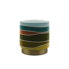 21st Century Charisse Stool Cotton Velvet Brass Made in Portugal by Ottiu