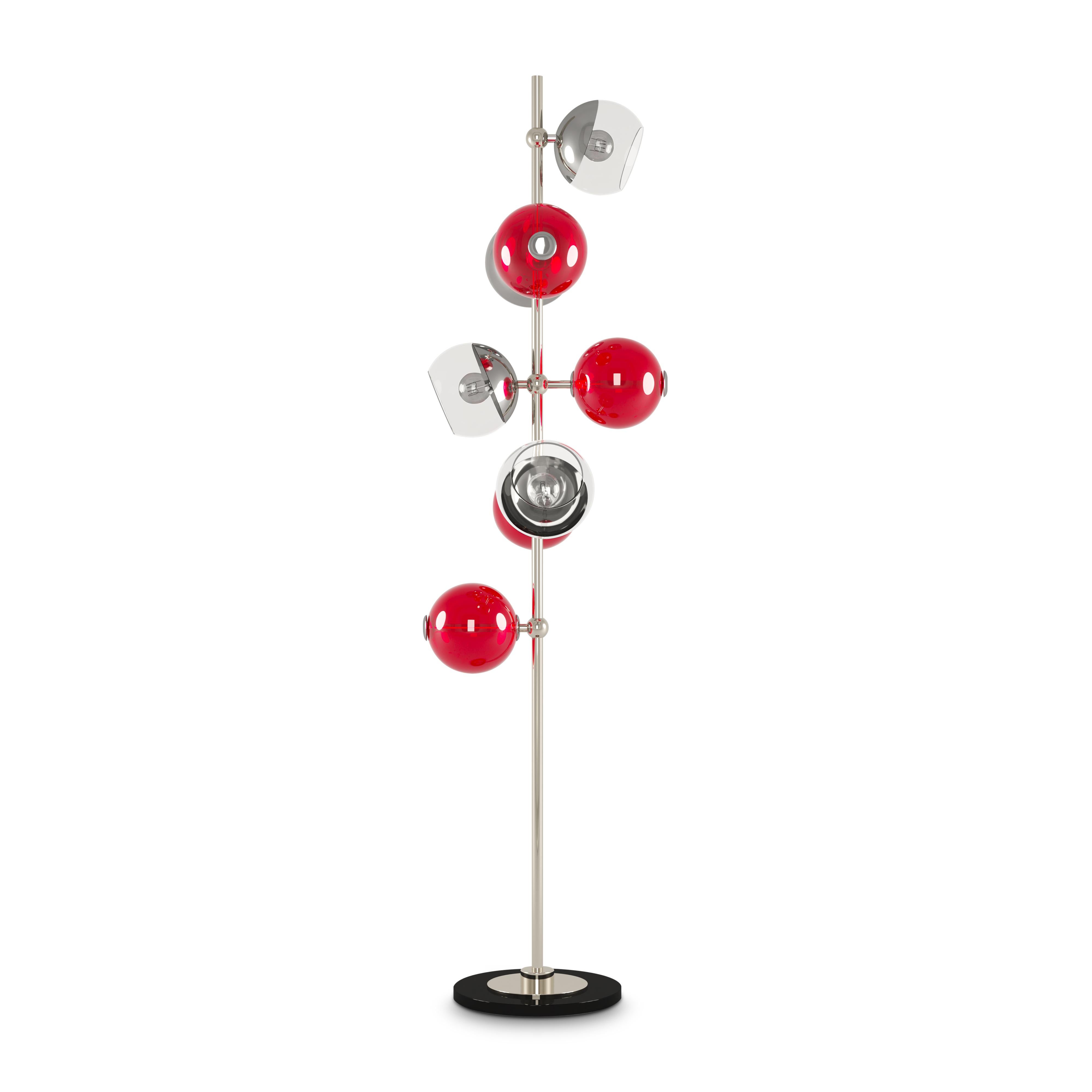 Portuguese 21st Century Cherries Floor Lamp Brass Glass by Creativemary For Sale
