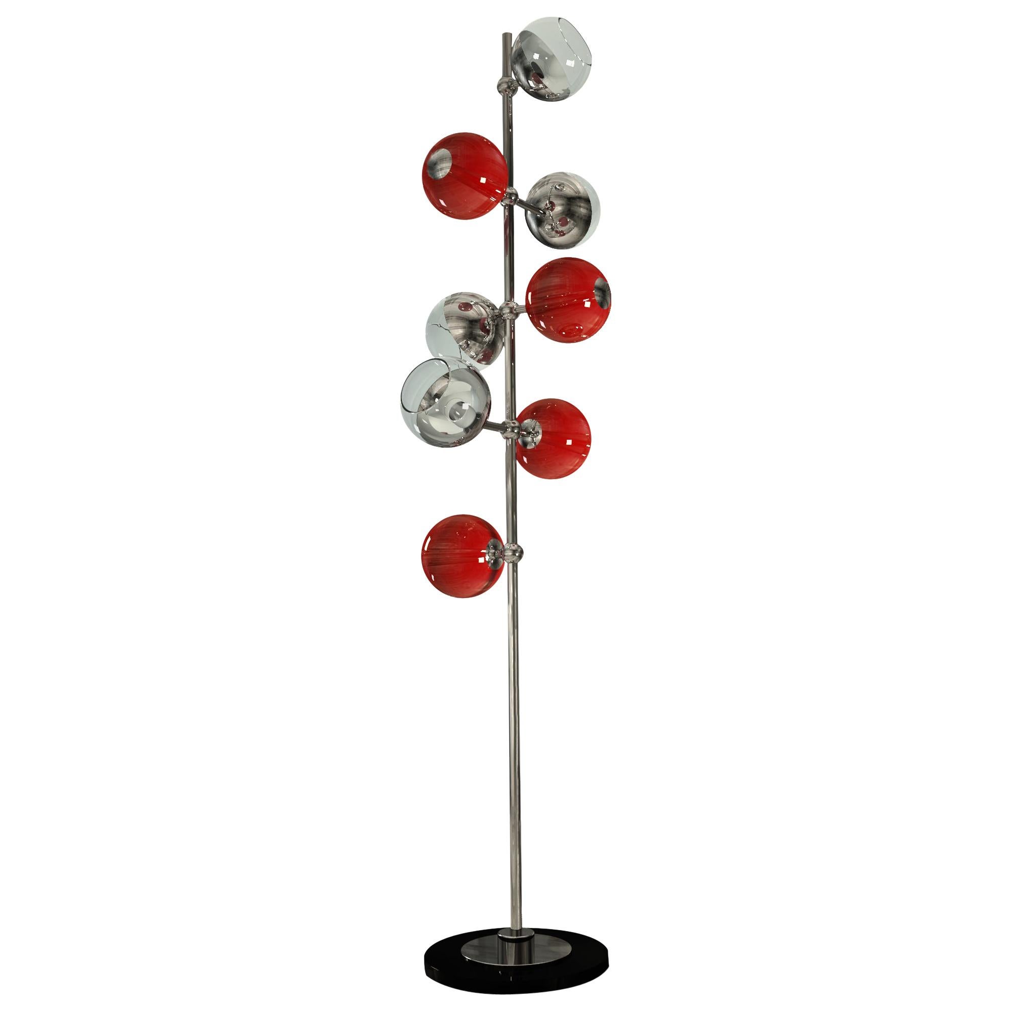 21st Century Cherries Floor Lamp Brass Glass by Creativemary For Sale