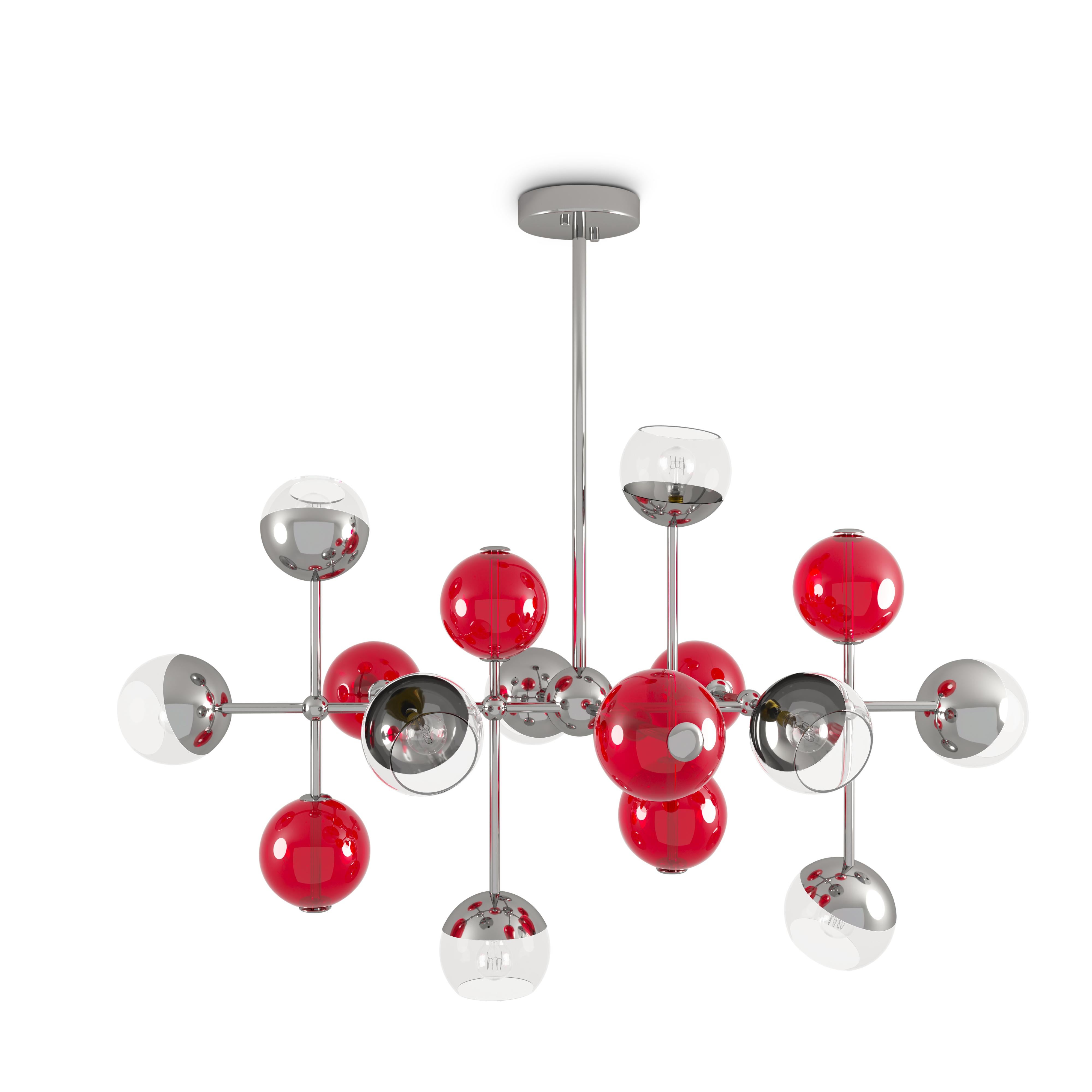 Inspired by the cherry, a fruit so pure but also so seductive, reflecting a feminine side, delicate and ravishing we present the Cherries contemporary suspension lamp. This modern suspension lamp is a distinct, bold and contemporary piece. A daring