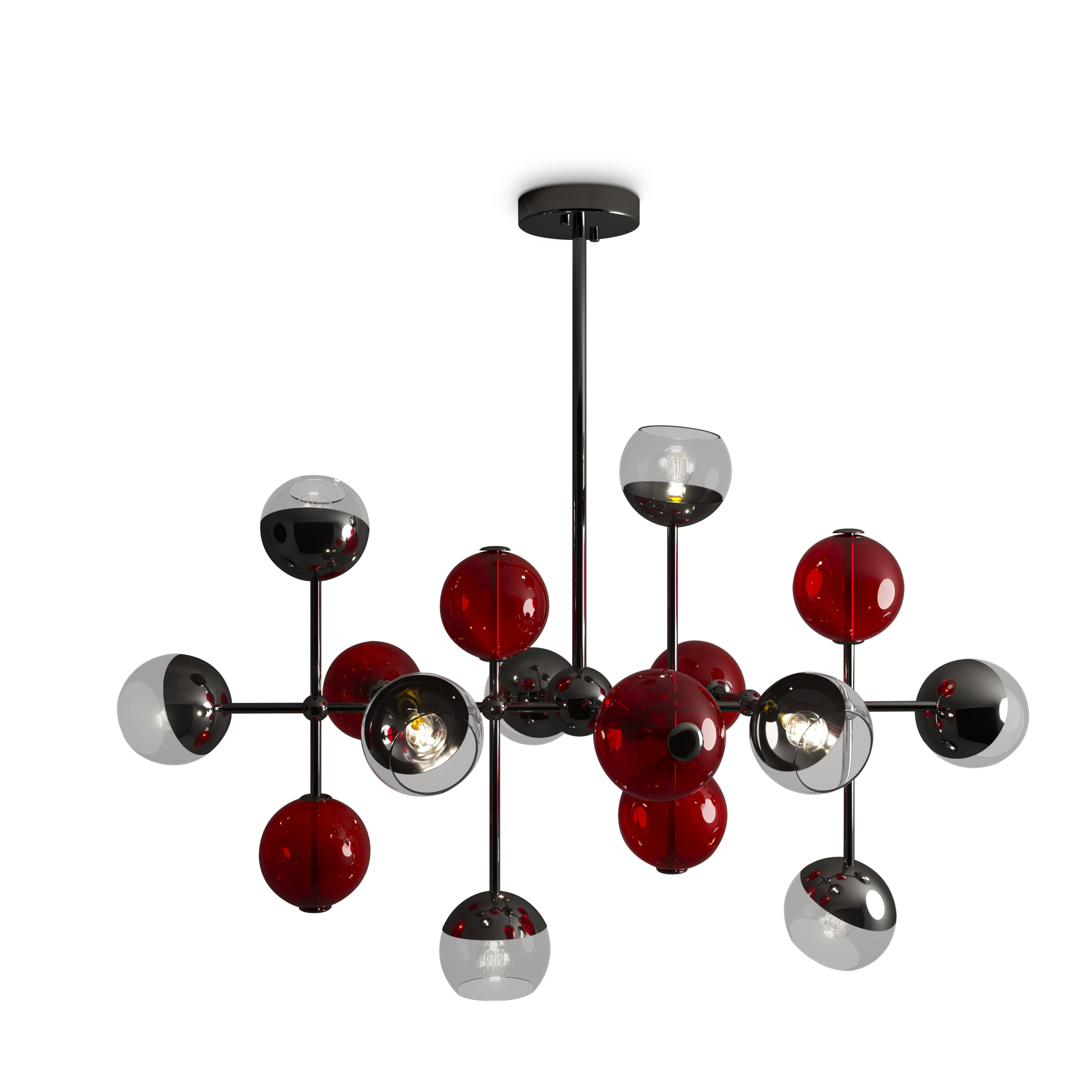 Contemporary 21st Century Cherries Suspension Lamp Brass Glass by Creativemary For Sale
