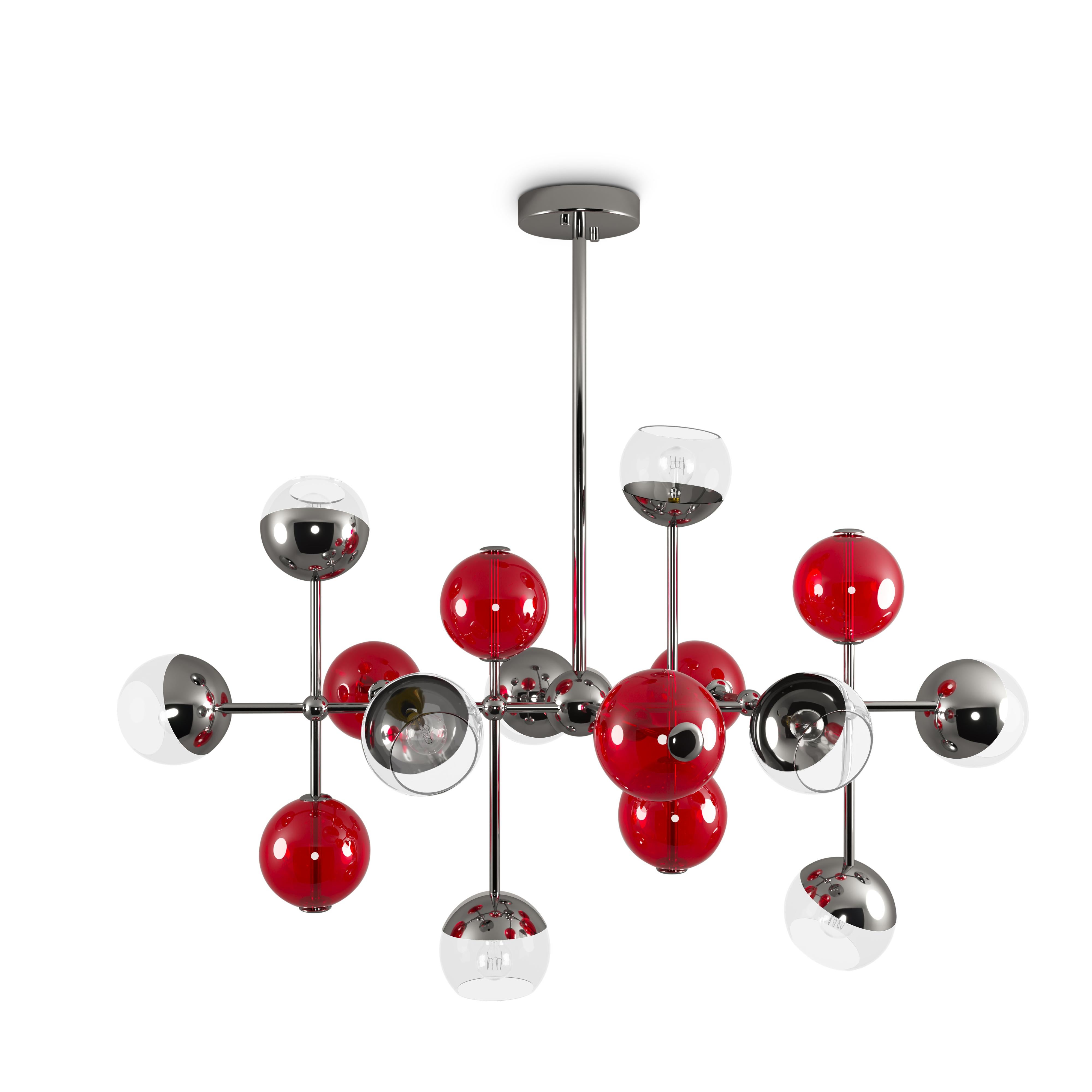 21st Century Cherries Suspension Lamp Brass Glass by Creativemary For Sale 1
