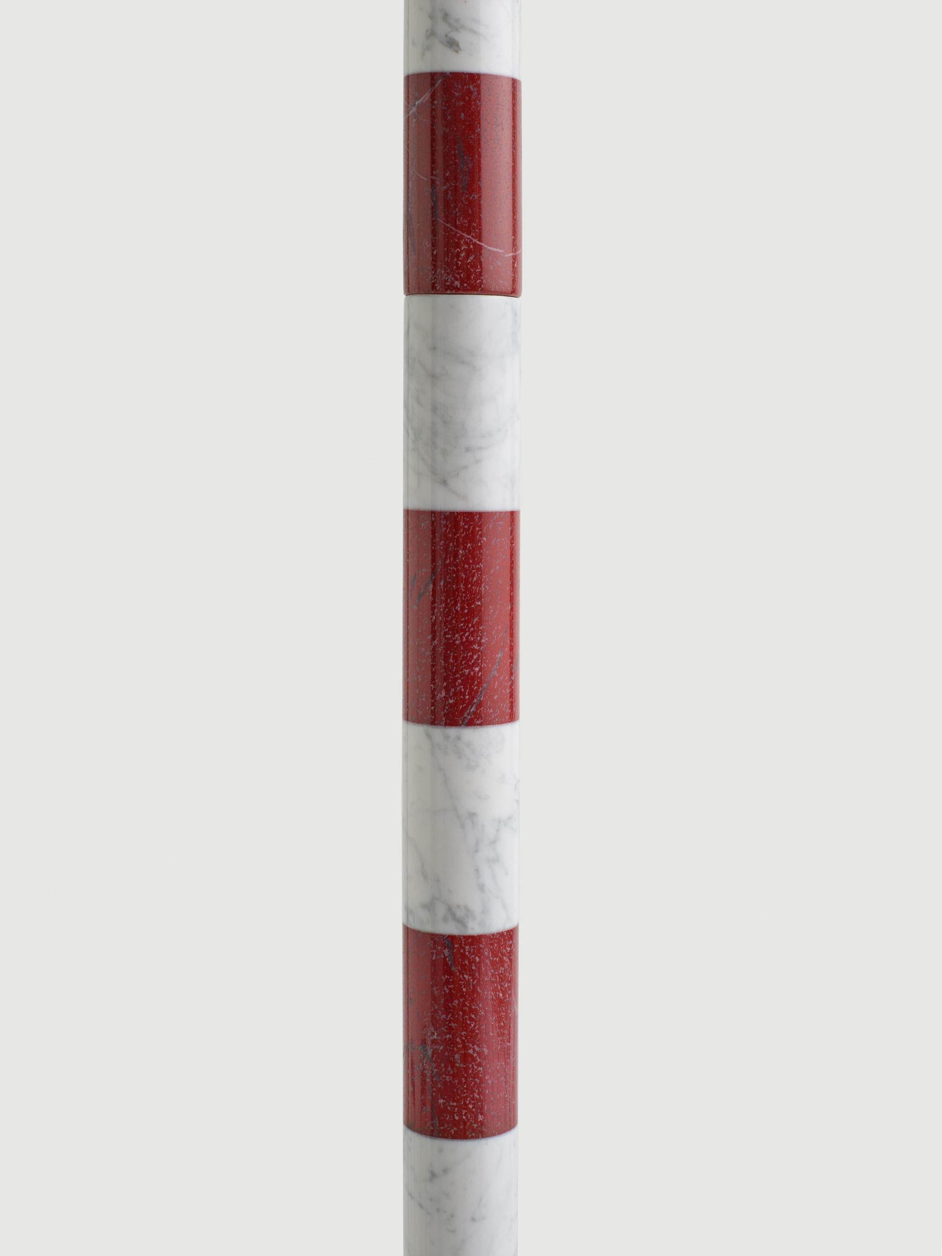 21st Century Cherry and White Marble SARE Floor Lamp with Hand Painted Glass For Sale 2