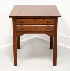 21st Century Cherry Chippendale Two-Drawer End Side Table