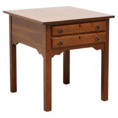 21st Century Cherry Chippendale Two-Drawer End Side Table