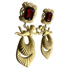 21st Century Cherub Earrings with Ornate Gemstone Accents Made by Mercantia