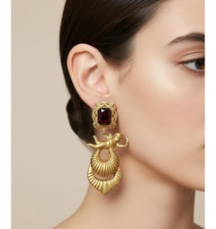 21st Century Cherub Earrings with Ornate Gemstone Accents Made by Mercantia