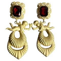 21st Century Cherub Earrings with Ornate Gemstone Accents Made by Mercantia