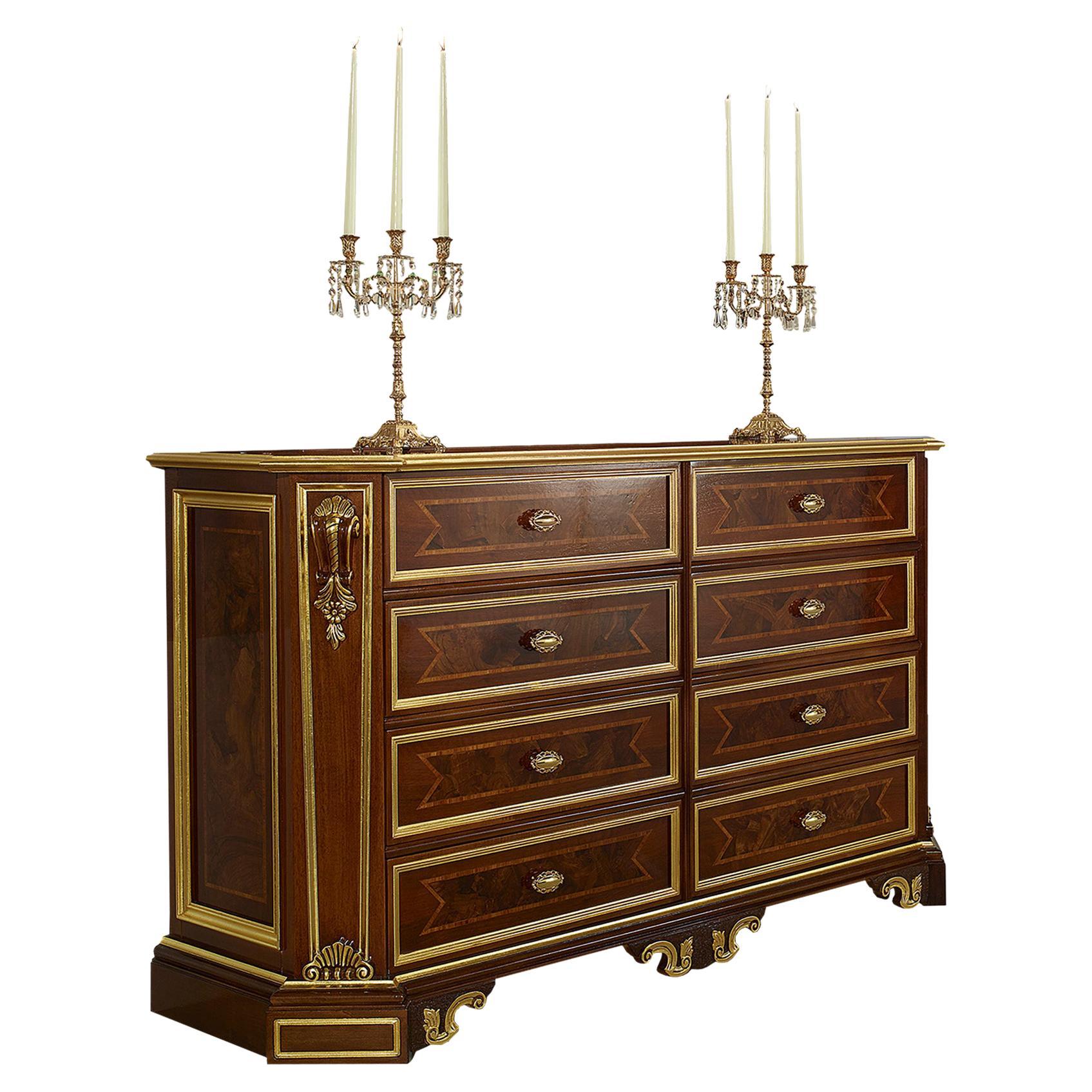 21st Century Chest of Drawers with Solid Wood and Walnut Finish by Modenese For Sale