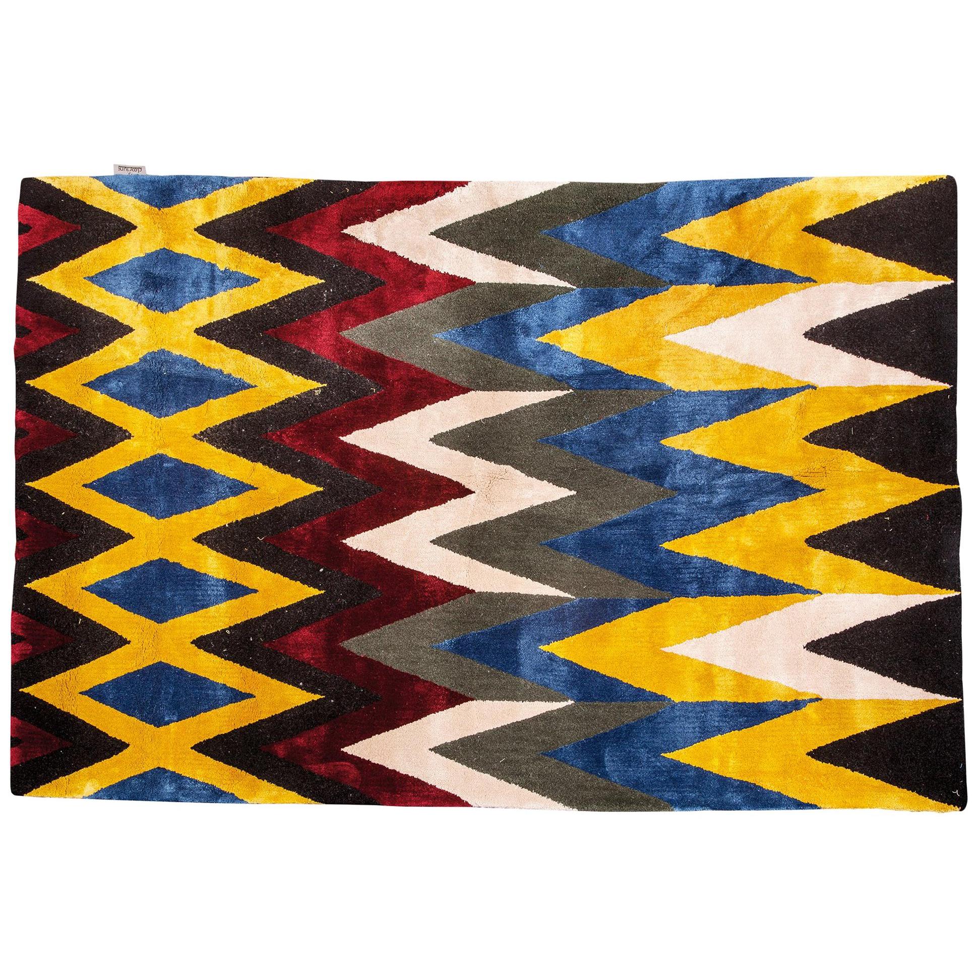 Chevron Hand-Tufted Wool Rug - Multicolored For Sale