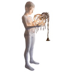 21st Century Child Lamp Light by Marcantonio, White Painted Fiberglass Resin
